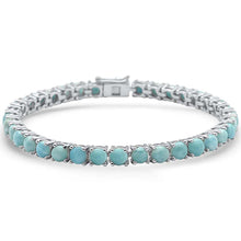 Load image into Gallery viewer, Sterling Silver Natural Round Larimar Bracelet