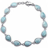 Sterling Silver Pear Shape Natural Larimar Bracelet