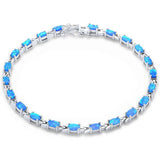 Sterling Silver Oval Blue Opal Silver Bracelet Sterling SilverAndWidth 3mm