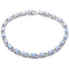 Load image into Gallery viewer, Sterling Silver Oval White Opal Silver Bracelet Sterling SilverAndWidth 3mm