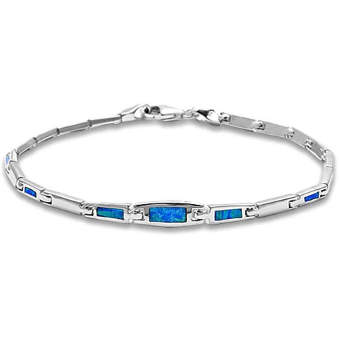 Sterling Silver Blue Opal BraceletAnd Thickness 6mm