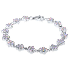 Load image into Gallery viewer, Sterling Silver White Opal Plumeria Bracelet