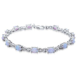 Sterling Silver Oval White Opal Infinity BraceletAnd Length 6.5inchAnd Width 4mm