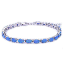 Load image into Gallery viewer, Sterling Silver Oval Shape Blue Fire Opal  BraceletAndWidth4.5mmAndLength 1 Inch