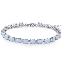 Load image into Gallery viewer, Sterling Silver Oval Shape White Fire Opal  BraceletAndWidth4.5mmAndLength 1 Inch