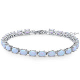 Sterling Silver Oval Shape White Fire Opal  BraceletAndWidth4.5mmAndLength 1 Inch