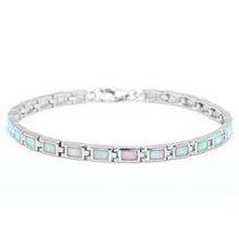 Load image into Gallery viewer, Sterling Silver Fire White Opal Bracelet and Length 7.5 Inches and Width 4mm