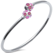 Load image into Gallery viewer, Sterling Silver Pink Opal Ball Cuff .925 Bangle BraceletAnd Length 7.5inchesAnd Width 8mm