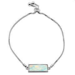 Sterling Silver White Opal Bar Bracelet