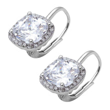 Load image into Gallery viewer, Sterling Silver Cushion Cut Clear Cubic Zirconia Dangle Earrings