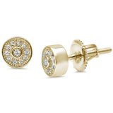 Sterling Silver Yellow Gold Plated Round Cubic Zirconia Earrings