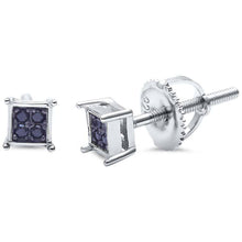 Load image into Gallery viewer, Sterling Silver Square Black Onyx Stud EarringsAnd Thickness 4mm