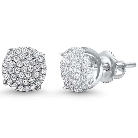 Sterling Silver Round Micro Pave Earrings