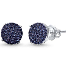 Load image into Gallery viewer, Sterling Silver Black Onyx Round Hip Hop Stud EarringsAnd Thickness 8mm