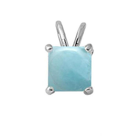 Sterling Silver Princess Cut Natural Larimar Pendant