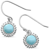 Sterling Silver Natural Larimar CZ Drop Dangle Earrings