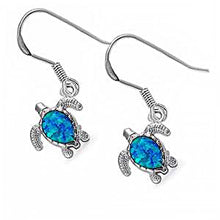 Load image into Gallery viewer, Sterling Silver Blue Opal Turtle Earrings