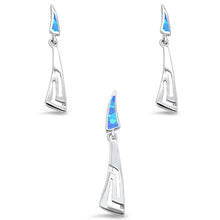 Load image into Gallery viewer, Sterling Silver Blue Opal Filigree Dangling Earring And Pendant Set