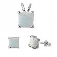 Load image into Gallery viewer, Sterling Silver White Fire Opal Earrings And Pendant Set