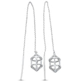 Sterling Silver Plain Unique Drop Dangle Earrings