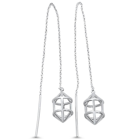 Sterling Silver Plain Unique Drop Dangle Earrings
