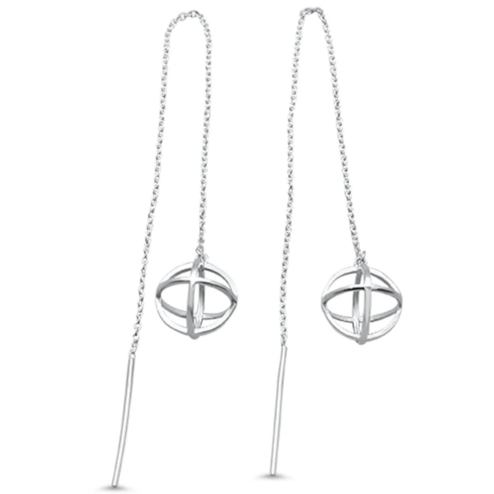 Sterling Silver Plain Unique Drop Dangle Earrings