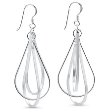 Load image into Gallery viewer, Sterling Silver Plain Drop Dangle Swirl Earrings