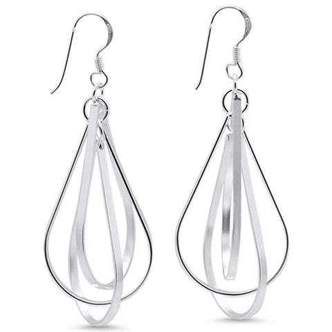 Sterling Silver Plain Drop Dangle Swirl Earrings