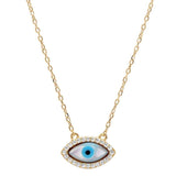 Sterling Silver Trendy Yellow Gold Plated Cubic Zirconia Evil eye with CZ Stones NecklaceAnd Width 8 mm