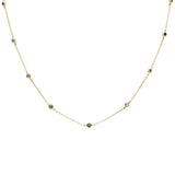 Sterling Silver Yellow Gold Plated Diamond By The Yard Multicolor Gemstone Necklace--Length 18