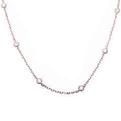 Sterling Silver Trendy Rose Gold Plated Bezel Set Cubic Zirconia Pendant Necklace with CZ Stones and 1.5  Extension