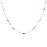 Sterling Silver Rose Gold 15.50CT 3 Prong Round Cubic Zirconia Necklace