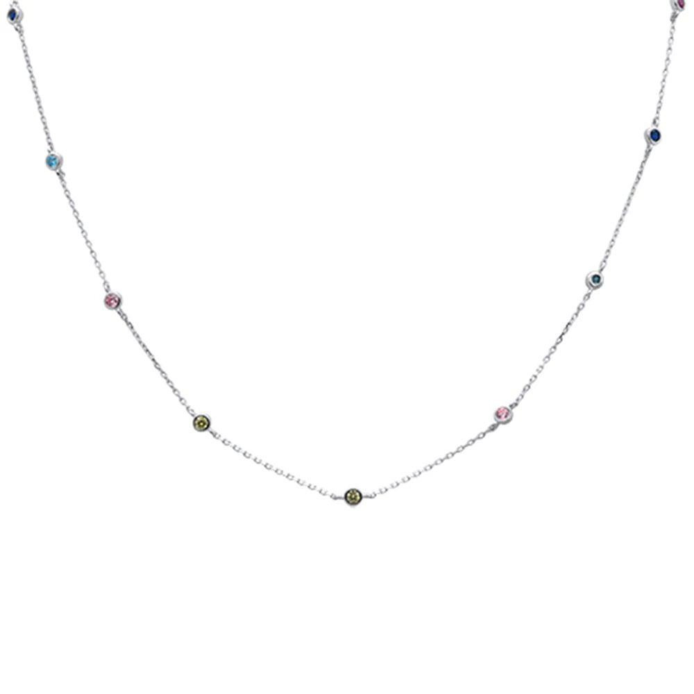 Sterling Silver Yellow Gold 15.50CT 3 Prong Round Cubic Zirconia Necklace