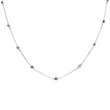 Sterling Silver Yellow Gold 15.50CT 3 Prong Round Cubic Zirconia Necklace