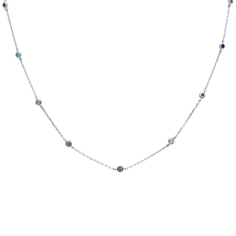 Sterling Silver Yellow Gold 15.50CT 3 Prong Round Cubic Zirconia Necklace