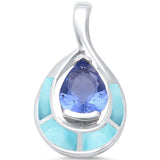 Sterling Silver Natural Larimar and Tanzanite Pendant