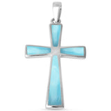 Sterling Silver Natural Larimar Cross Pendant