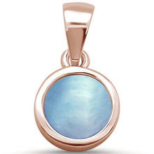 Load image into Gallery viewer, Sterling Silver Rose Gold Plated Round Natural Larimar Pendant