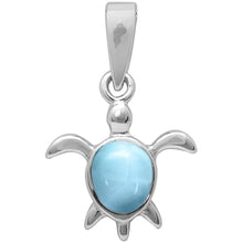 Load image into Gallery viewer, Sterling Silver Natural Larimar Turtle Charm Pendant