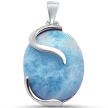 Load image into Gallery viewer, Sterling Silver Oval Natural Larimar Pendant