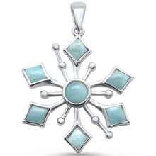 Load image into Gallery viewer, Sterling Silver Round Natural Larimar Snowflake Design Pendant