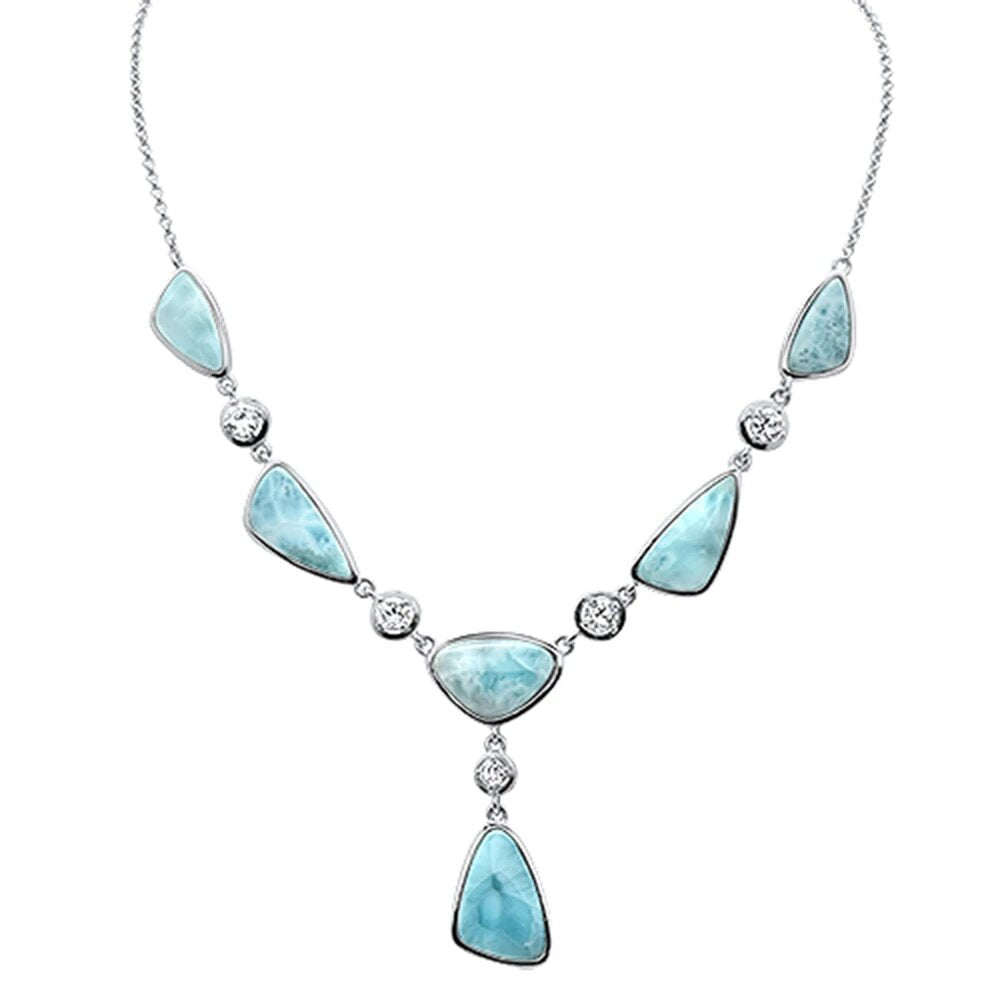 Sterling Silver Natural Larimar Pendant Necklace