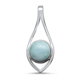 Sterling Silver Round Modern Natural Larimar Pendant