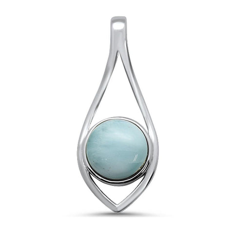 Sterling Silver Round Modern Natural Larimar Pendant