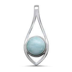 Sterling Silver Round Modern Natural Larimar Pendant