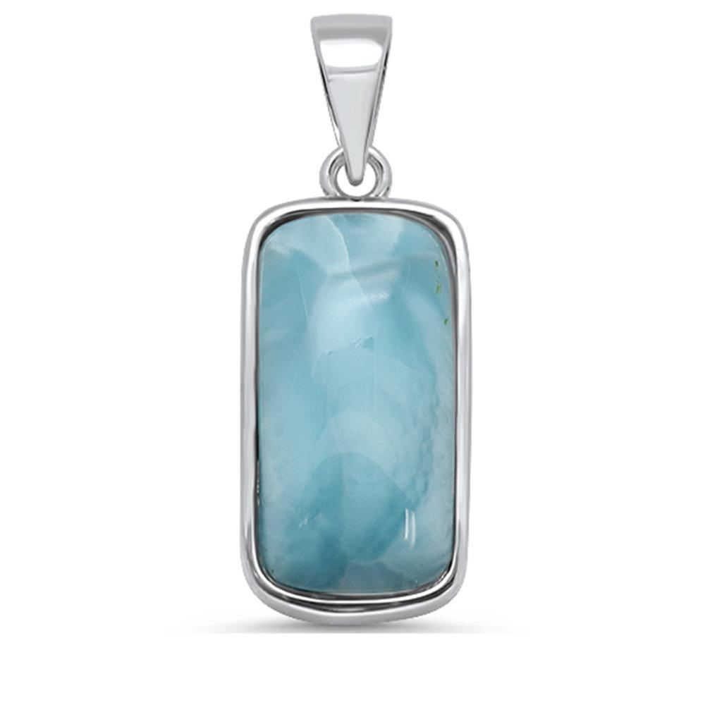 Sterling Silver Elegant Modern Natural Larimar Pendant - silverdepot