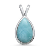 Sterling Silver Elegant Pear Shaped Natural Larimar Pendant