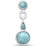 Sterling Silver Natural Round And Teardrop Larimar Pendant