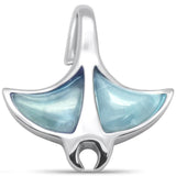 Sterling Silver Stingray Natural Larimar Pendant