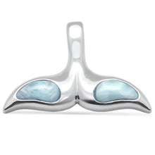 Load image into Gallery viewer, Sterling Silver Whale Tail Natural Larimar Pendant, .75&quot; Long